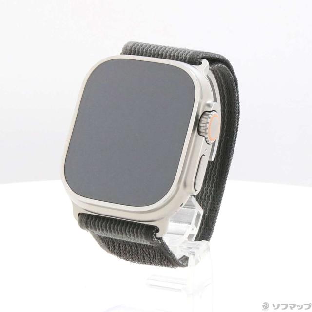 (中古)Apple Apple Watch Ultra GPS + Cellular 49mm チタニウムケース ブラック/グレイトレイルループ(348-ud)