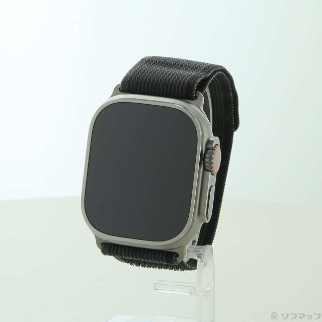 (中古)Apple Apple Watch Ultra GPS + Cellular 49mm チタニウムケース ブラック/グレイトレイルループ(344-ud)