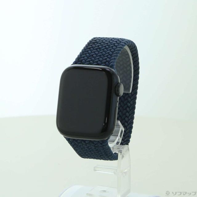 (中古)Apple Apple Watch Series 7 GPS 41mm ミッドナイトアルミニウムケース アビスブルーブレイデッドソロループ(258-ud)