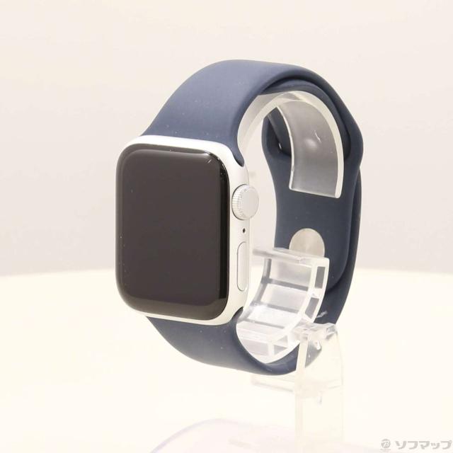 (中古)Apple Apple Watch SE 第2世代 GPS 40mm シルバーアルミニウムケース ストームブルースポーツバンド(269-ud)