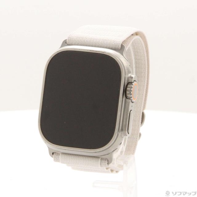 (中古)Apple Apple Watch Ultra GPS + Cellular 49mm チタニウムケース スターライトアルパインループ(352-ud)