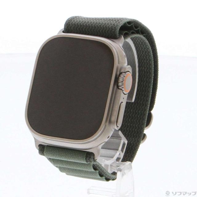 (中古)Apple Apple Watch Ultra GPS + Cellular 49mm チタニウムケース グリーンアルパインループ(344-ud)