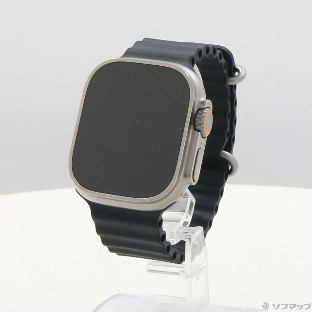 (中古)Apple Apple Watch Ultra GPS + Cellular 49mm チタニウムケース ミッドナイトオーシャンバンド(377-ud)