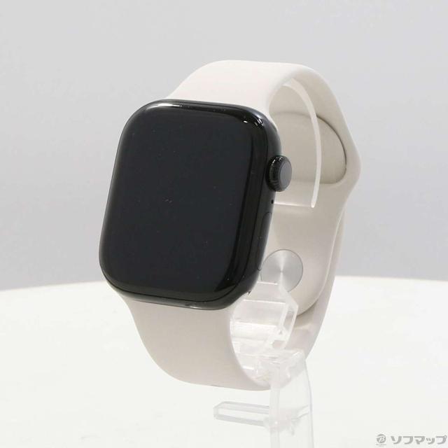 (中古)Apple Apple Watch Series 10 GPS 42mm ジェットブラックアルミニウムケース スターライトスポーツバンド(349-ud)