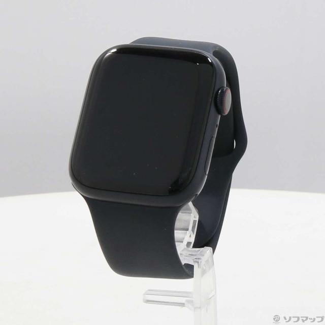 (中古)Apple (展示品) Apple Watch Series 9 GPS + Cellular 45mm ミッドナイトアルミニウムケース ミッドナイトスポーツバンド(377-ud)