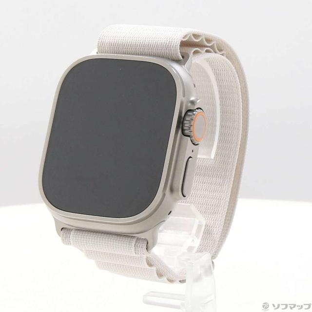 (中古)Apple Apple Watch Ultra GPS + Cellular 49mm チタニウムケース スターライトアルパインループ(349-ud)