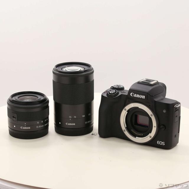 中古)Canon EOS Kiss M ダブルズームキット ブラック(348-ud) 【公式通販】