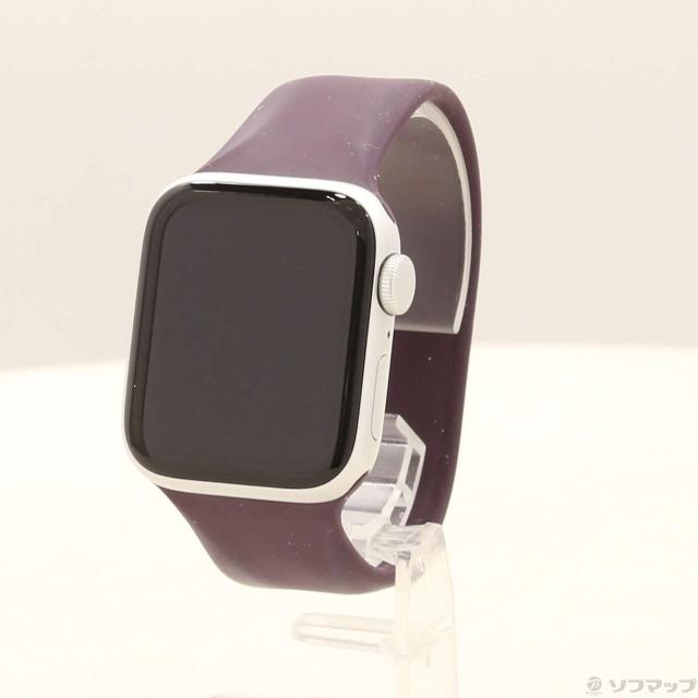 (中古)Apple Apple Watch SE 第1世代 GPS 40mm シルバーアルミニウムケース ダークチェリーソロループ(198-ud)