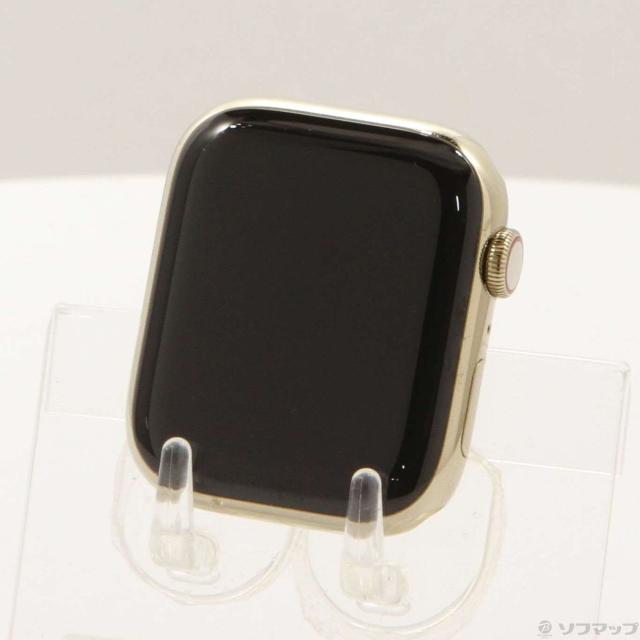 (中古)Apple Apple Watch Series 8 GPS + Cellular 45mm ゴールドステンレススチールケース バンド無し(377-ud)