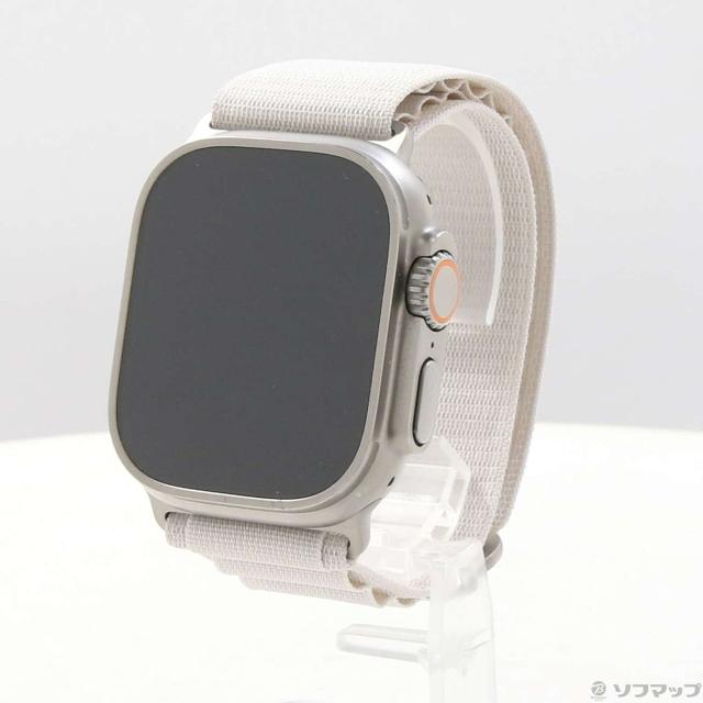 (中古)Apple Apple Watch Ultra GPS + Cellular 49mm チタニウムケース スターライトアルパインループ(377-ud)