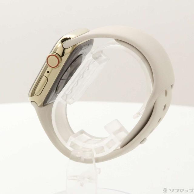 (中古)Apple Apple Watch Series 8 GPS + Cellular 41mm ゴールドステンレススチールケース スターライトスポーツバンド(377-ud)_1