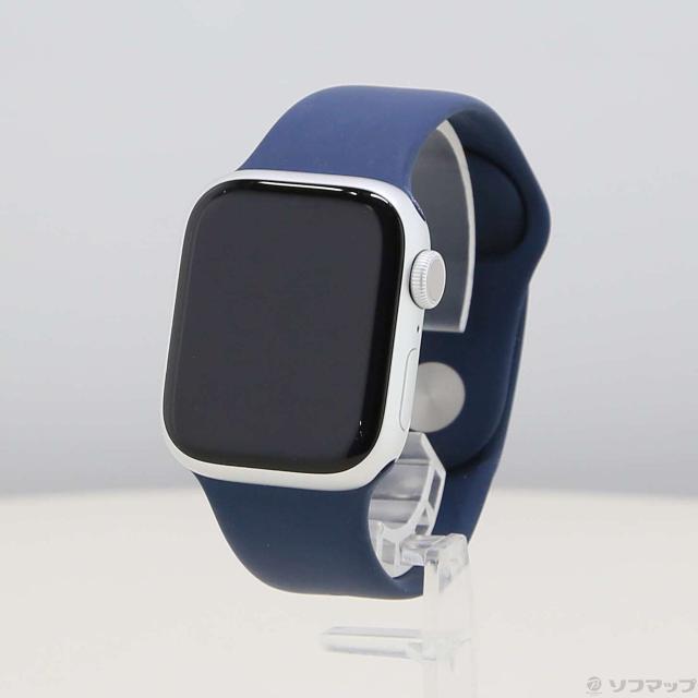 (中古)Apple Apple Watch Series 9 GPS 41mm シルバーアルミニウムケース ストームブルースポーツバンド(305-ud)
