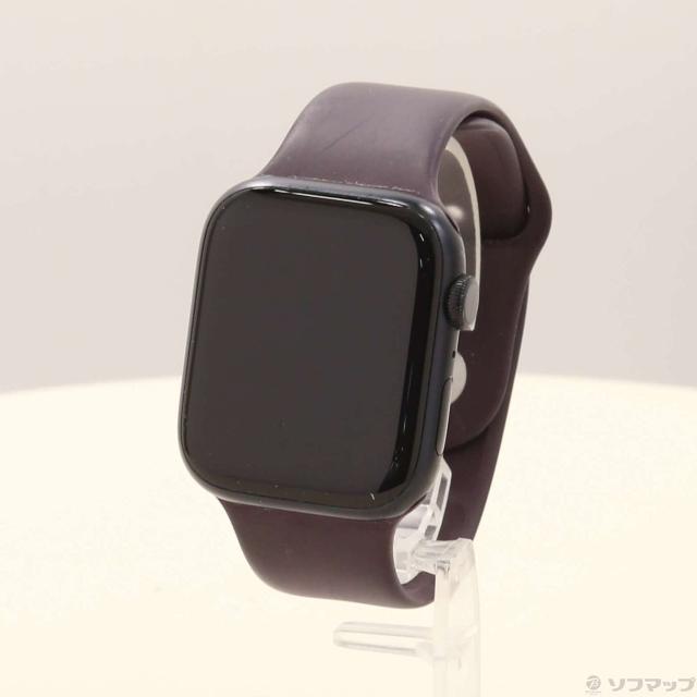 (中古)Apple Apple Watch Series 7 GPS 45mm ミッドナイトアルミニウムケース ダークチェリースポーツバンド(344-ud)