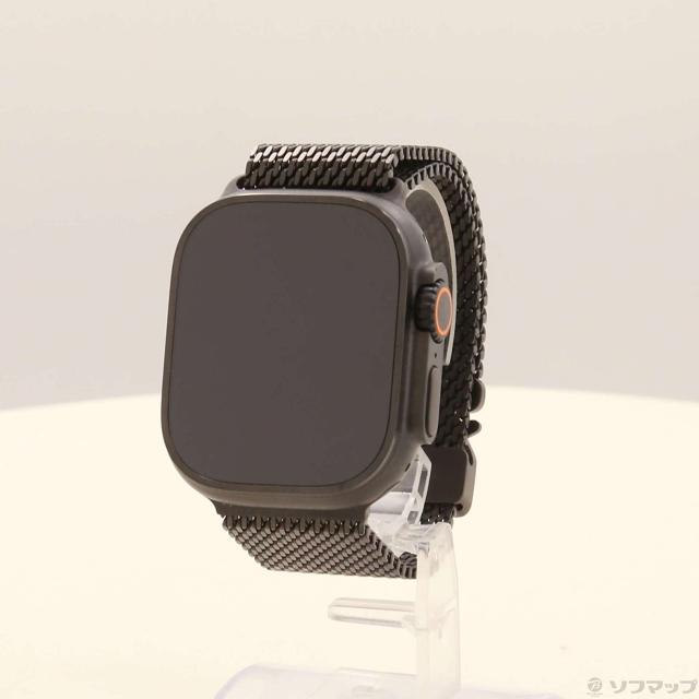 (中古)Apple Apple Watch Ultra 2 GPS + Cellular 49mm ブラックチタニウムケース ブラックチタニウムミラネーゼループ(198-ud)