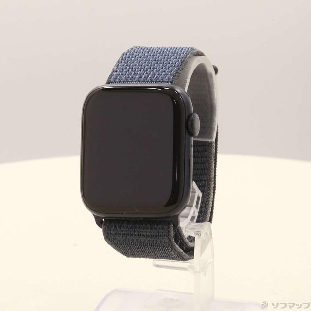 (中古)Apple Apple Watch SE 第3世代 GPS + Cellular 44mm ミッドナイトアルミニウムケース アンカーブルースポーツループ(297-ud)