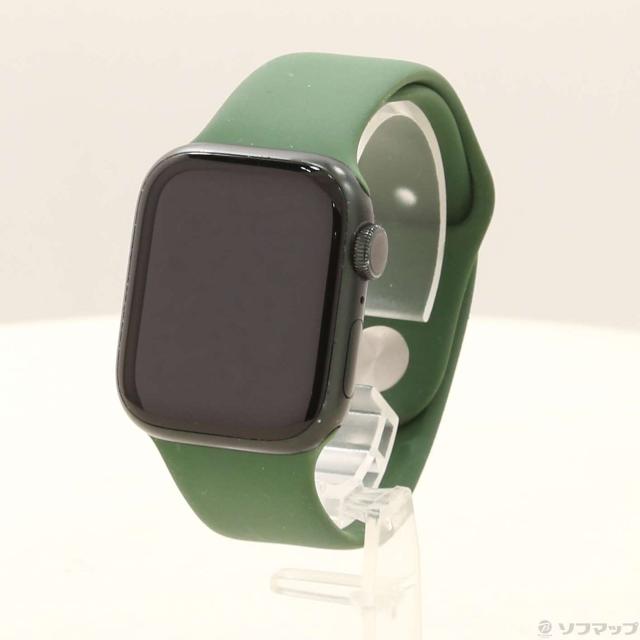 (中古)Apple Apple Watch Series 7 GPS 41mm グリーンアルミニウムケース クローバースポーツバンド(198-ud)