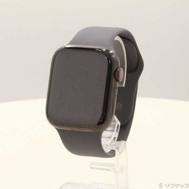 (中古)Apple Apple Watch Series 7 GPS + Cellular 45mm スペースブラックチタニウムケース ダークグレイスポーツバンド(344-ud)