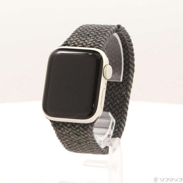 (中古)Apple Apple Watch SE 第2世代 GPS 40mm スターライトアルミニウムケース ミッドナイトブレイデッドソロループ(377-ud)
