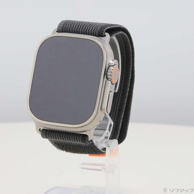 (中古)Apple Apple Watch Ultra GPS + Cellular 49mm チタニウムケース ブラック/グレイトレイルループ(377-ud)