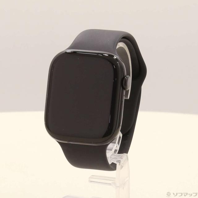 (中古)Apple Apple Watch Series 10 GPS 46mm ジェットブラックアルミニウムケース ブラックスポーツバンド(198-ud)