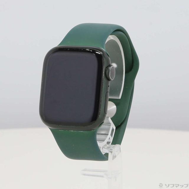 (中古)Apple Apple Watch Series 7 GPS 41mm グリーンアルミニウムケース クローバースポーツバンド(258-ud)
