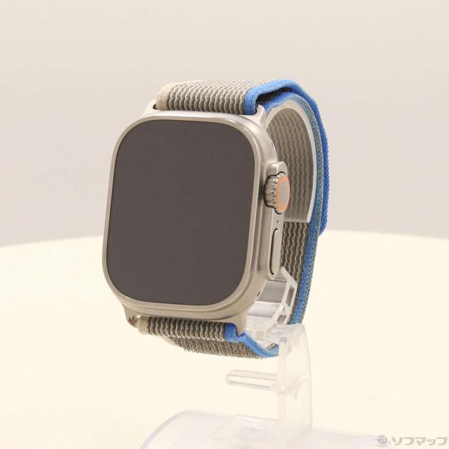 (中古)Apple Apple Watch Ultra GPS + Cellular 49mm チタニウムケース ブルー/グレイトレイルループ(377-ud)