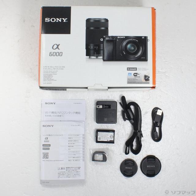 SONY α6000 シルバー ダブルレンズセット + 付属品 中古)SONY α6000 ダブルズームレンズキット シルバー ILCE-6000Y(295