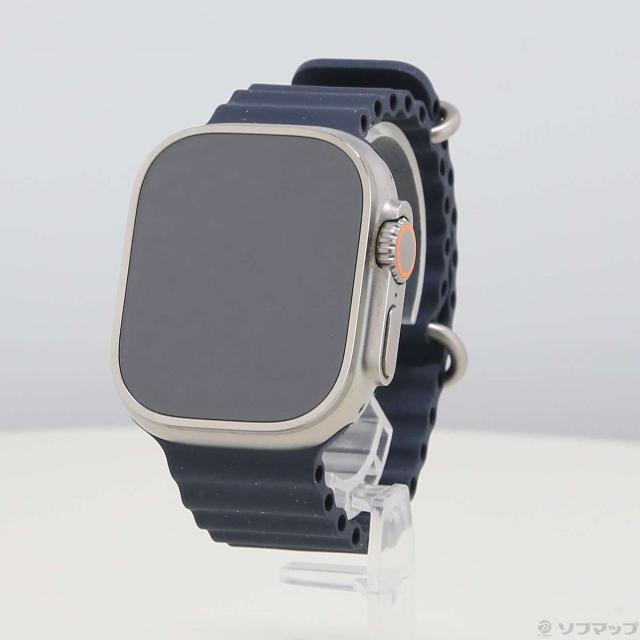 (中古)Apple Apple Watch Ultra GPS + Cellular 49mm チタニウムケース ミッドナイトオーシャンバンド(377-ud)