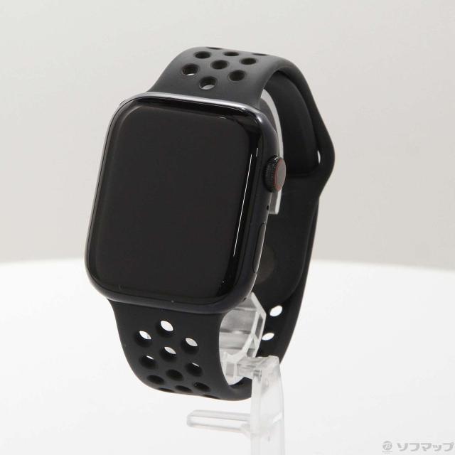 (中古)Watch Series 7 Nike GPS + Cellular 45mm ミッドナイトアルミニウムケース アンスラサイト/ブラックNikeスポーツバンド(348-ud)