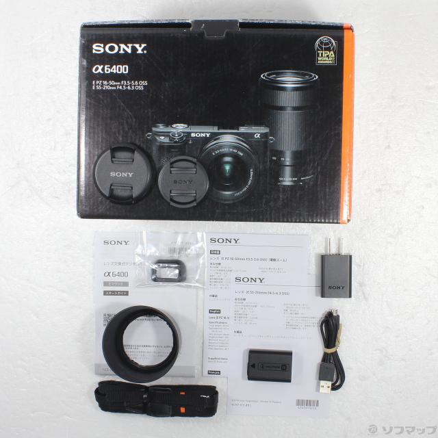 中古)SONY α6400 ILCE-6400Y ダブルズームレンズキット ブラック(258