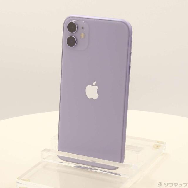 (中古)Apple iPhone11 64GB パープル MWLX2J/A SIMフリー(377-ud)