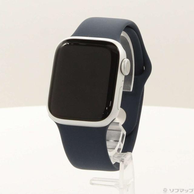 (中古)Apple Apple Watch Series 9 GPS 41mm シルバーアルミニウムケース ストームブルースポーツバンド(269-ud)