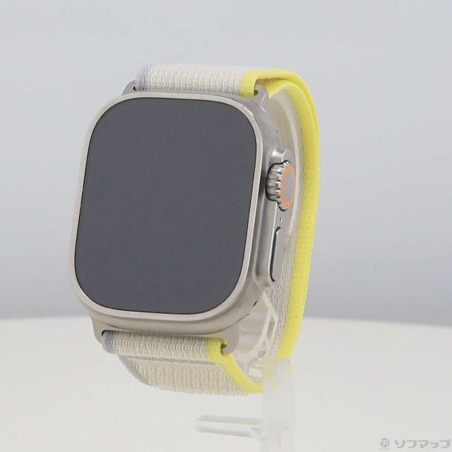 (中古)Apple Apple Watch Ultra GPS + Cellular 49mm チタニウムケース イエロー/ベージュトレイルループ(377-ud)