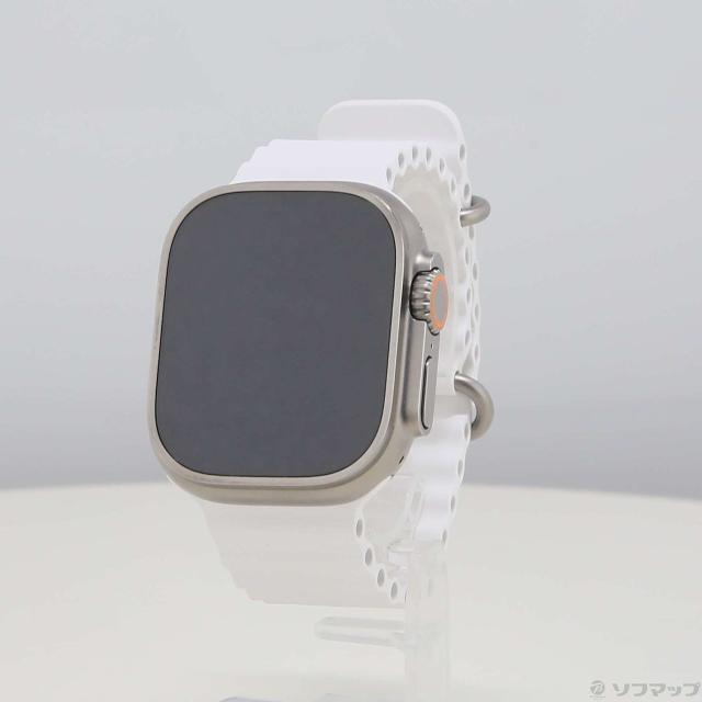 (中古)Apple Apple Watch Ultra GPS + Cellular 49mm チタニウムケース ホワイトオーシャンバンド(377-ud)