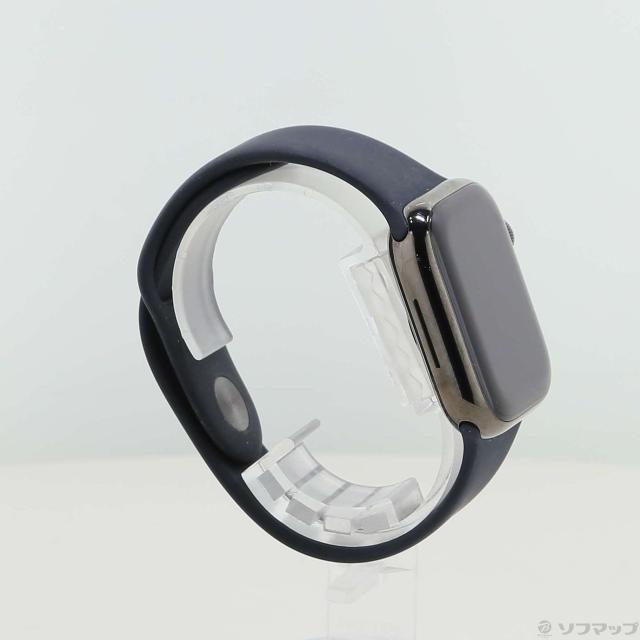 (中古)Apple Apple Watch Series 8 GPS + Cellular 41mm グラファイトステンレススチールケース ミッドナイトスポーツバンド(349-ud)_3