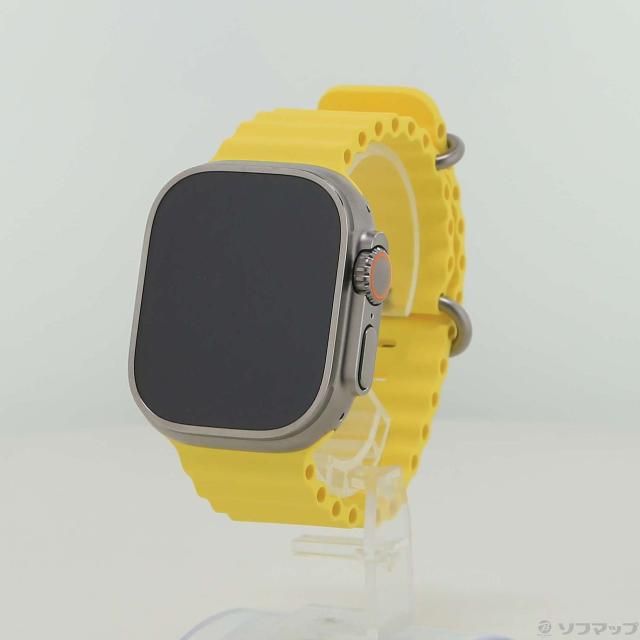 (中古)Apple Apple Watch Ultra GPS + Cellular 49mm チタニウムケース イエローオーシャンバンド(377-ud)