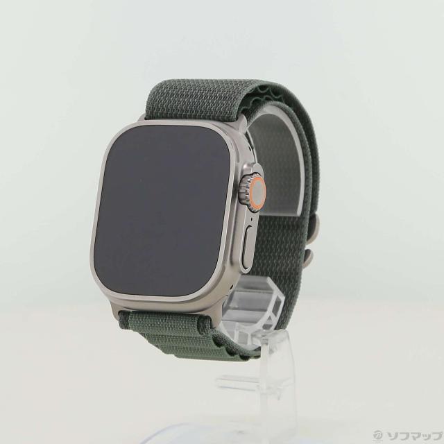 (中古)Apple Apple Watch Ultra GPS + Cellular 49mm チタニウムケース グリーンアルパインループ(377-ud)