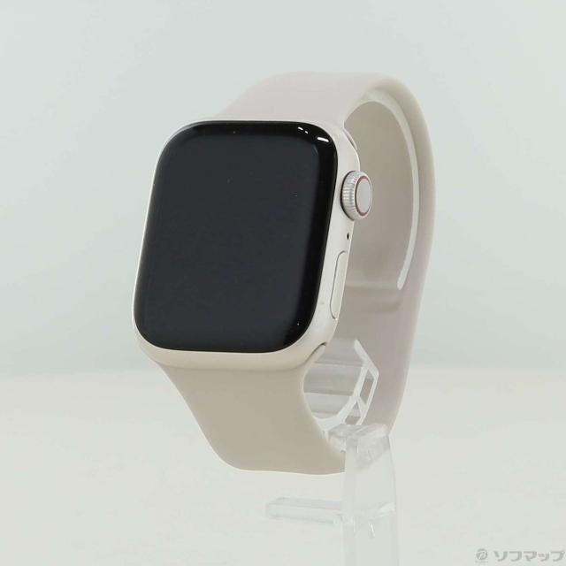 (中古)Apple Apple Watch Series 8 GPS + Cellular 41mm スターライトアルミニウムケース スターライトソロループ(377-ud)