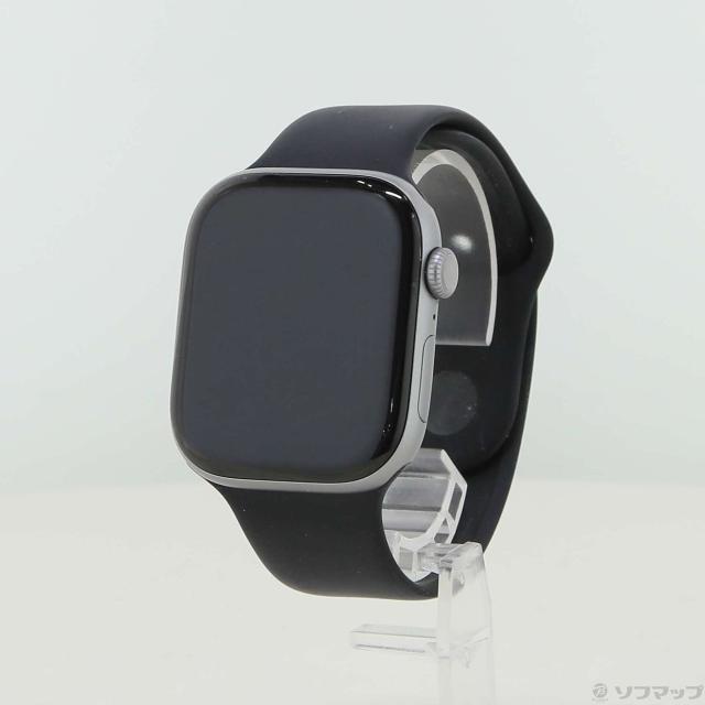 (中古)Apple Apple Watch Series 11 GPS 46mm スペースグレイアルミニウムケース ブラックスポーツバンド(196-ud)