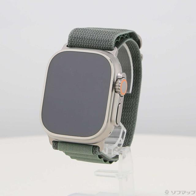 (中古)Apple Apple Watch Ultra GPS + Cellular 49mm チタニウムケース グリーンアルパインループ(377-ud)