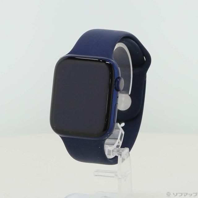 (中古)Apple Apple Watch Series 6 GPS 44mm ブルーアルミニウムケース ディープネイビースポーツバンド(196-ud)