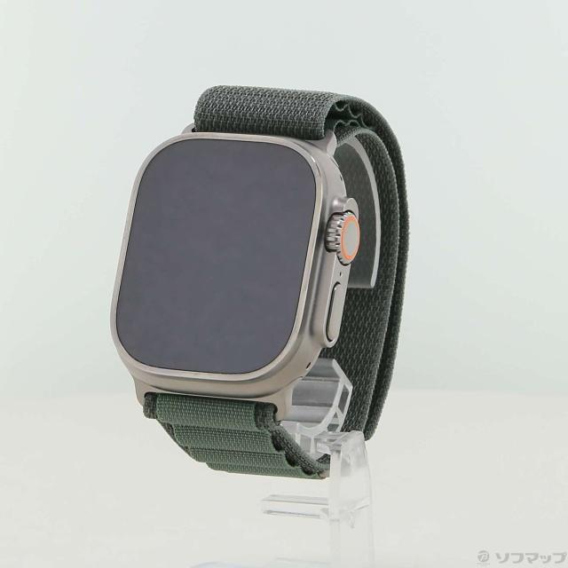 (中古)Apple Apple Watch Ultra GPS + Cellular 49mm チタニウムケース グリーンアルパインループ(305-ud)