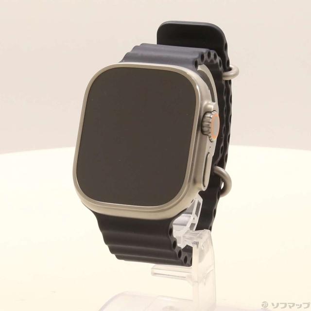 (中古)Apple Apple Watch Ultra GPS + Cellular 49mm チタニウムケース ミッドナイトオーシャンバンド(377-ud)