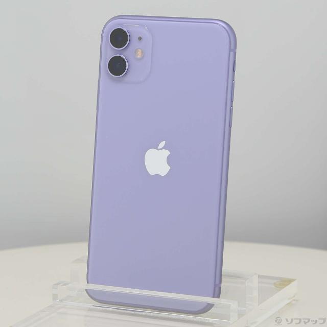 (中古)Apple iPhone11 64GB パープル MWLX2J/A SIMフリー(258-ud)