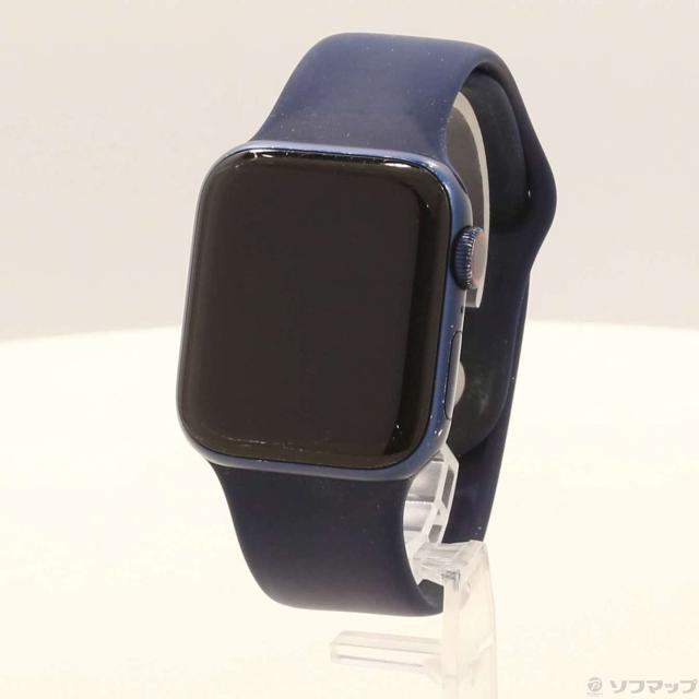 (中古)Apple Apple Watch Series 6 GPS + Cellular 40mm ブルーアルミニウムケース ディープネイビースポーツバンド(377-ud)