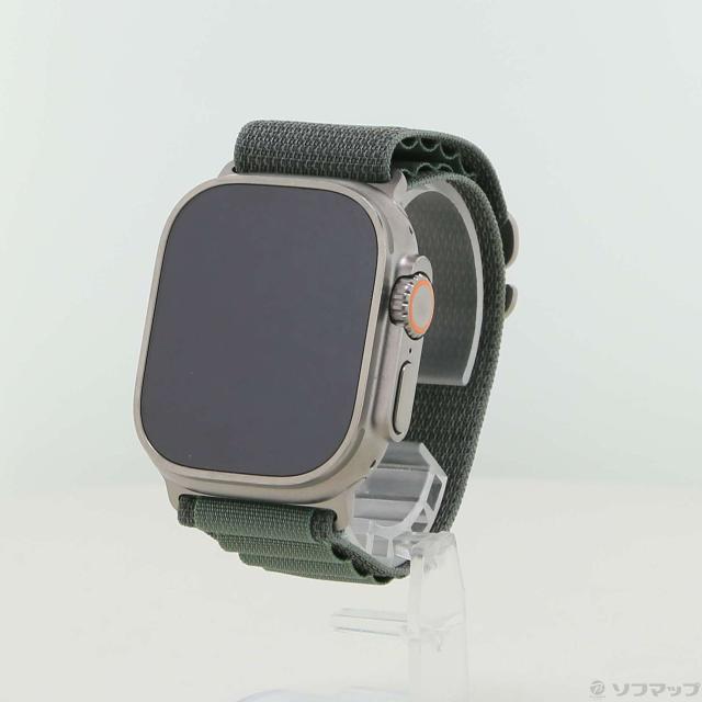 (中古)Apple Apple Watch Ultra GPS + Cellular 49mm チタニウムケース グリーンアルパインループ(352-ud)