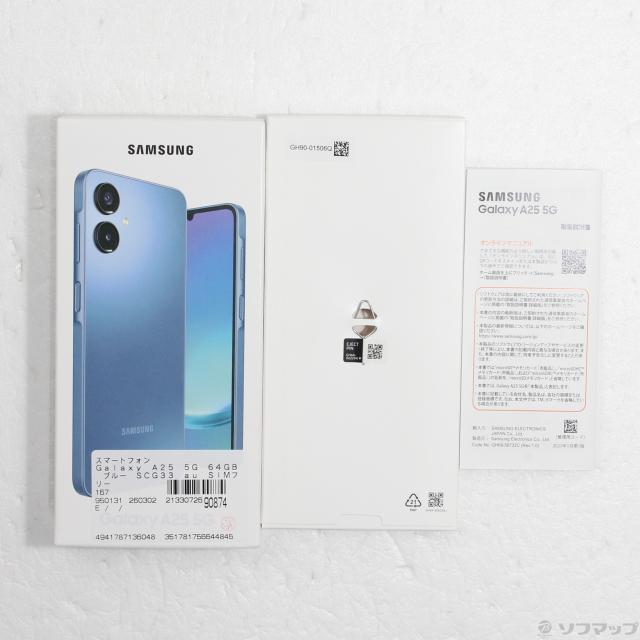 中古)SAMSUNG Galaxy A25 5G 64GB ブルー SCG33 au SIMフリー(269-ud