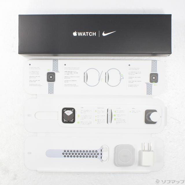 (中古)Apple Apple Watch Series 5 Nike GPS 44mm シルバーアルミニウムケース ピュアプラチナム/ブラックNikeスポーツバンド(377-ud)_4