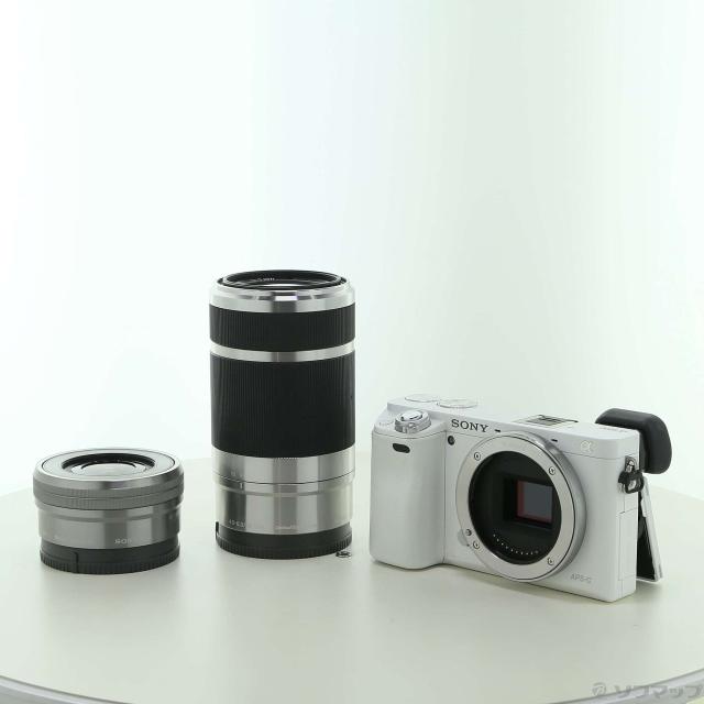 (中古)SONY α6000 ダブルズームレンズキット W ILCE-6000Y ホワイト(258-ud)
