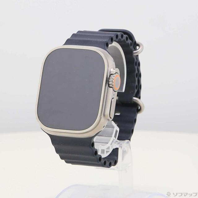 (中古)Apple Apple Watch Ultra GPS + Cellular 49mm チタニウムケース ミッドナイトオーシャンバンド(377-ud)